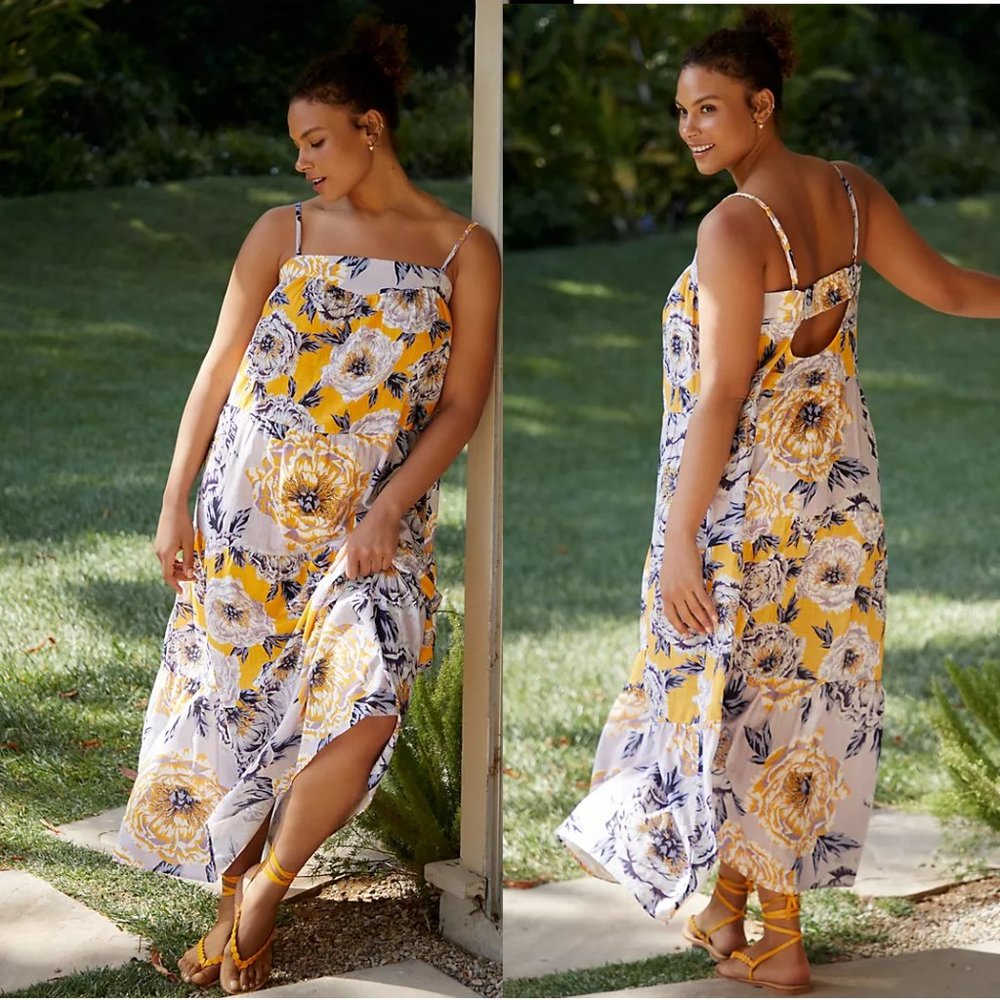 Anthropologie Maeve Brittany Multi-Tiered Maxi Dress size M - Picture 2 of 7